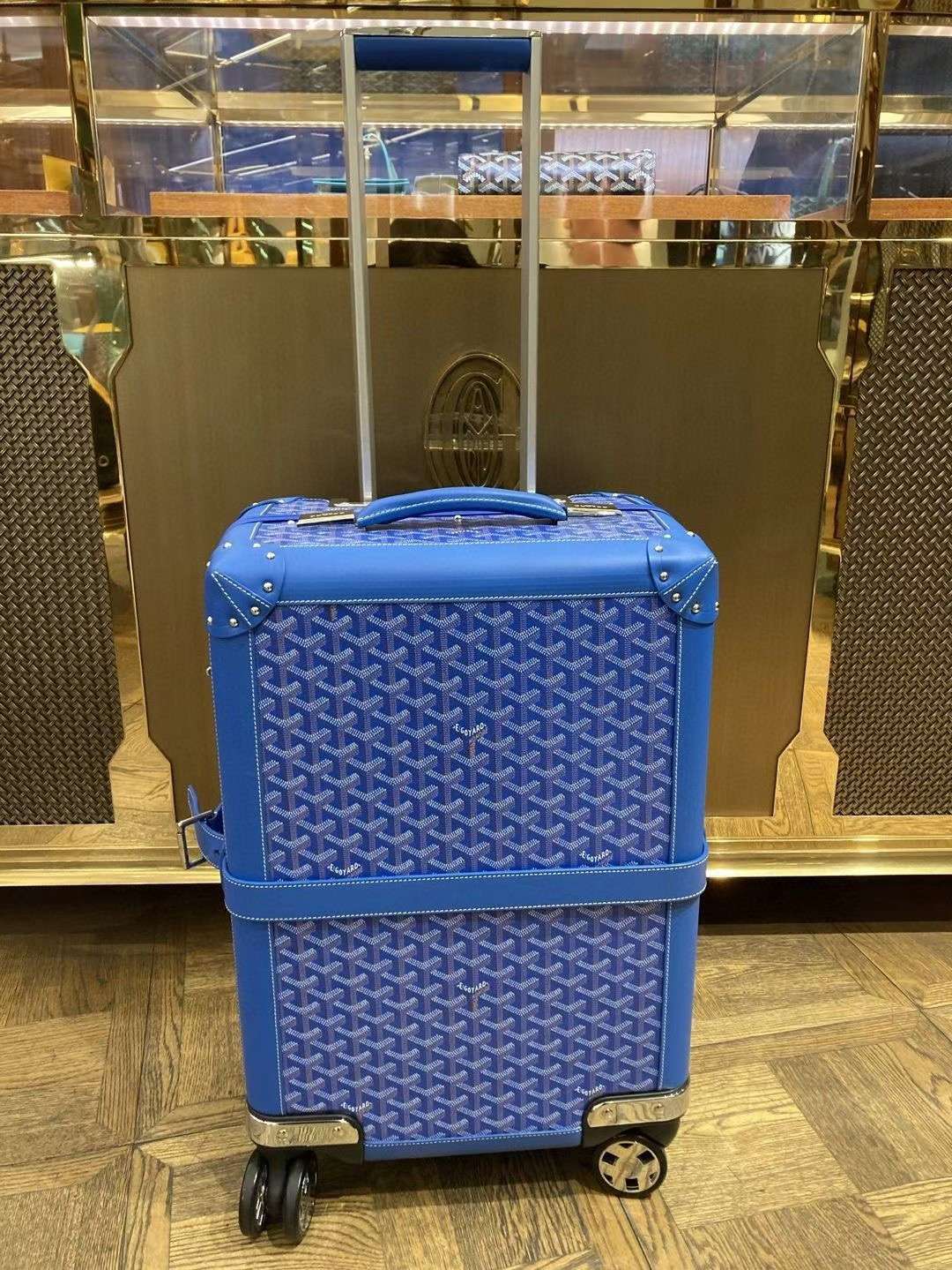 Goyard Brown Goyardine Canvas and Leather Bourget PM Trolley at