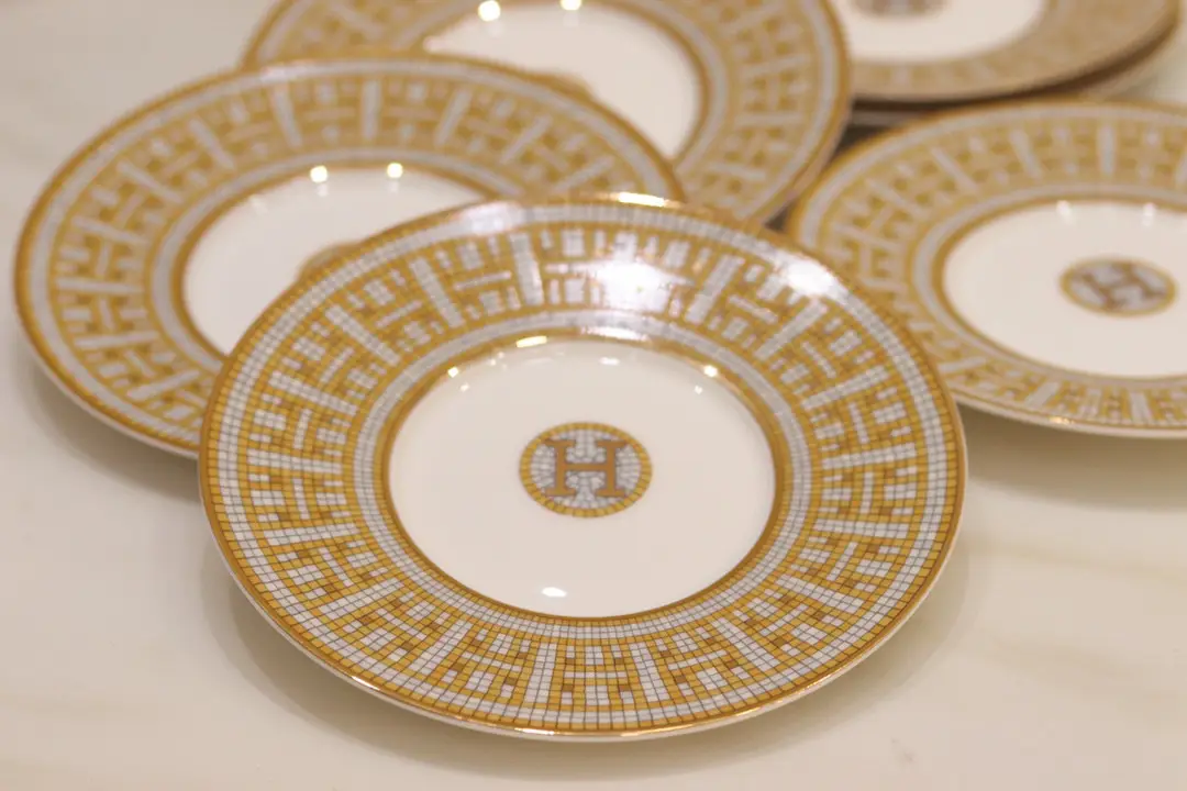 hermès Mosaique H au 24 Gold Tea Saucers set
